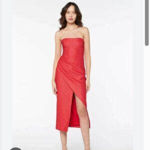 Manning Cartell Heart's Desire Strapless Midi Dress Elegant Red Holiday US 6